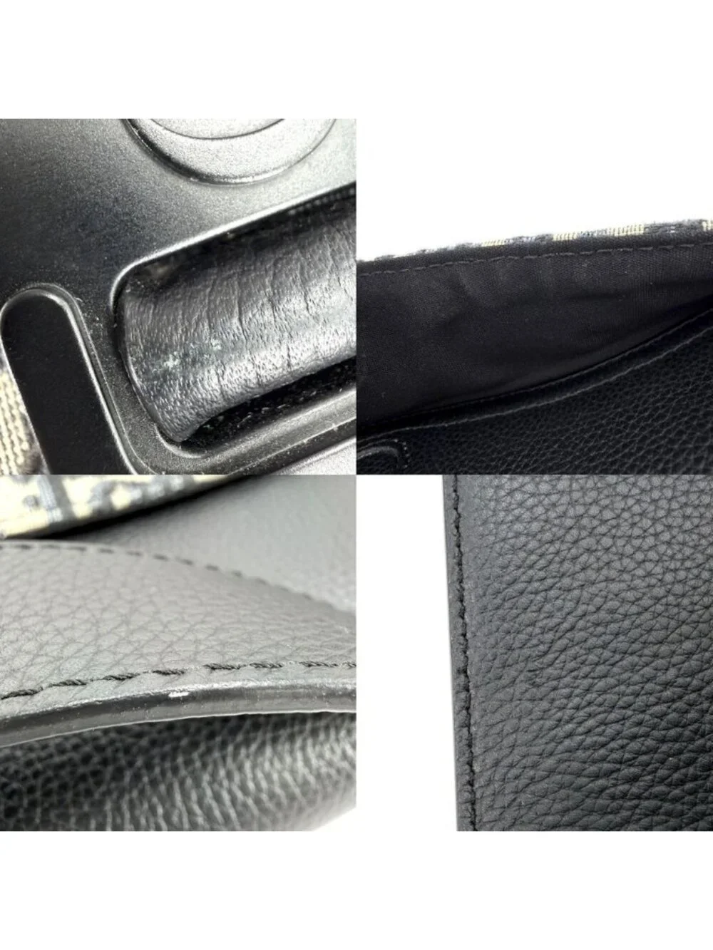 Dior Shoulder Bag with Oblique Saddle Flap Crossbody Leather Canvas Black Beige